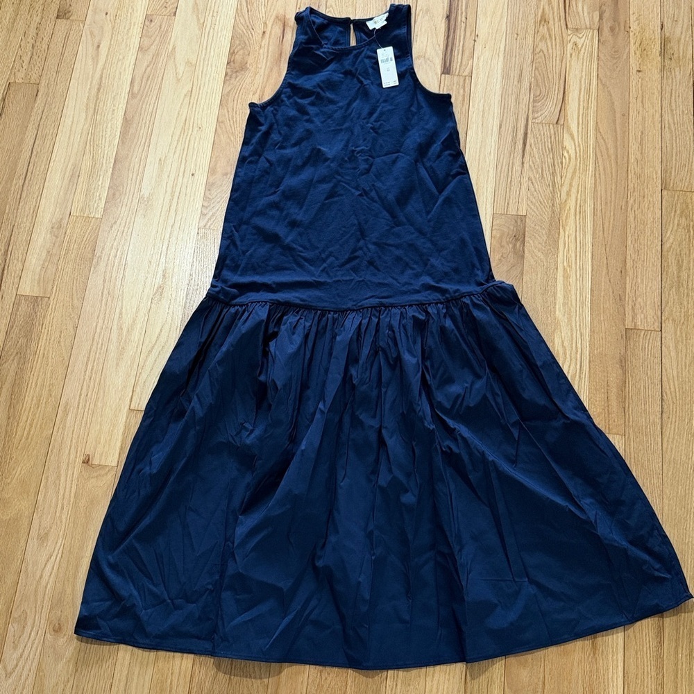 NWT Maeve Anthropologie Navy Blue Flounce Midi Maxi Dress Sz XS